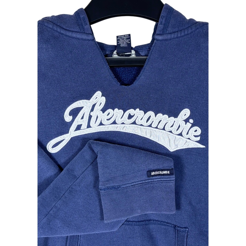 Abercrombie‎ & Fitch Navy Blue Logo Hoodie V-Notch Sweatshirt Womens Medium